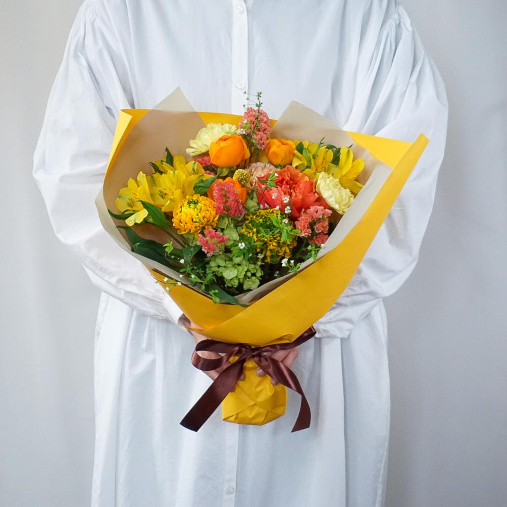 【季節の花束】イエロー×オレンジ■Sサイズ/送料込み
